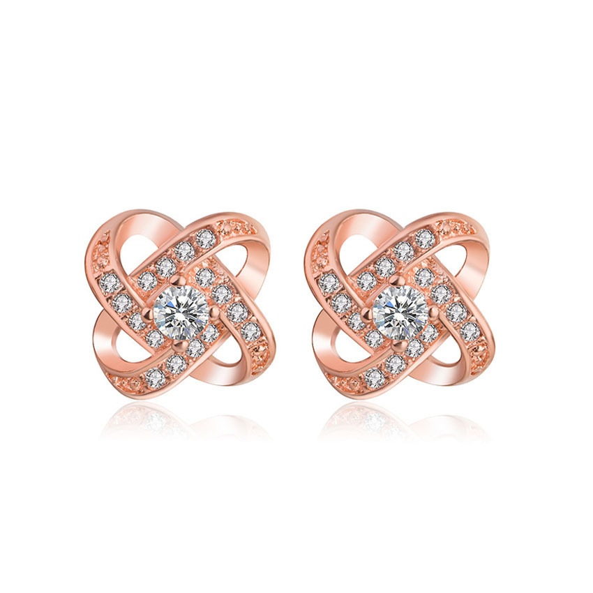Purple Rhinestone Stud Earrings Gift For Women
